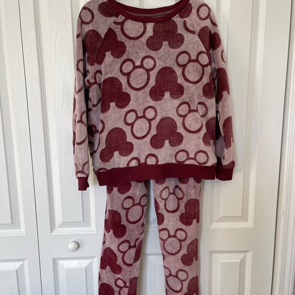 Disney Maroon Mickey Mouse Pajama Set